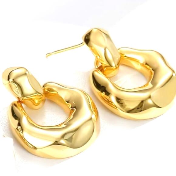 Chunky Gold Earrings - Picture 2 of 3